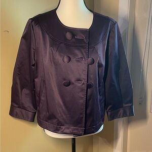 Women’s APT 9 Plum Purple Satin Dress Jacket, Size Medium Chic Casual Pre-owned